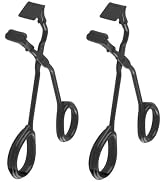 2Pcs Black Eyelash Curler with Refill Pads, Pinching Mini Lash Curler for All Eyelash Shapes,Eye ...