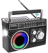 M-Amazup Radios Portable AM FM, Retro Portable Radio with Bluetooth Speaker and Flashlight, Stron...