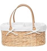 QINGTUHOME Handwoven Wicker Diaper Caddy Organizer, Multi - functional Baby Diaper Bag for Nurser...