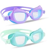 GGBuy Kids Swim Goggles, Cat-Shaped Swimming Goggles, Anti Fog UV Protection