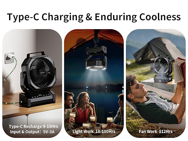 portable camping fan with light