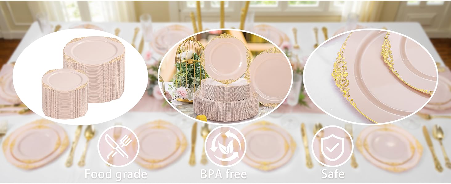 pink plastic plates