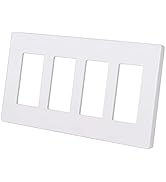 CML Matte White Decorator Screwless Wall Plate, 4-Gang Outlet Covers and Decor Light Switch Plate...