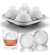 Nax Caki 3D Ball Crystal Ice Cube Tray, Large Ball Silicone Fun Shapes Whiskey Ice Mold with Funn...