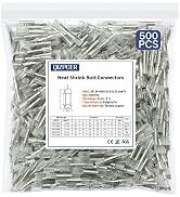 500 Pcs Clear Heat Shrink Butt Connectors, 26-24 AWG Marine Grade Insulated Crimp Wire Connectors...