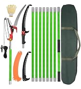 30 Ft Manual Pole Saw, Extendable Tree Pruner Blade and Scissors Set | 9 Fiberglass Handles, Long...
