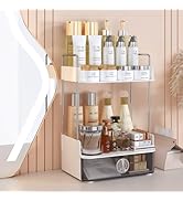 Bathroom Counter Organizer 2-Tier 1-Drawer Makeup Organizer Countertop Skin Care Organizer for Va...