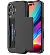 Jiunai for iPhone 16 Case Card Holder Wallet for 2 Cards Slide Cover Hidden Pocket IDs Credit Car...