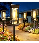 10 Pack Solar Pathway Lights Outdoor, Taller Bright Solar Path Lights Waterproof, Auto On/Off Sol...