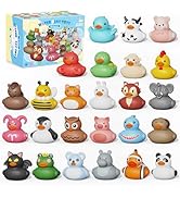 25PCS Rubber Ducks,Toddler Bath Toys,No Hole Bathtub Toys,Baby Pool Toys for 18 Months and Older