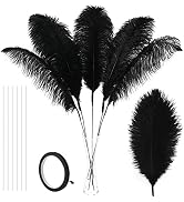 Soarer Black Large Ostrich Feathers - 10Pcs Making Kit 34inch Extra Large Ostrich Feathers for Ta...