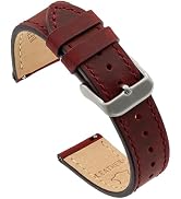 Benchmark Leather Watch Band - Crazy Horse Leather Watch Straps for Men & Women - Stainless-Steel...