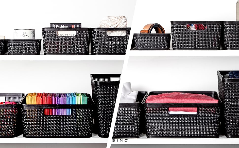 BINO Woven Plastic Storage Basket wicker basket storage bin