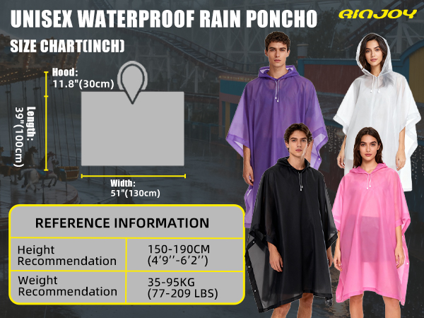 Reusable EVA Raincoats Rain Poncho for Adults