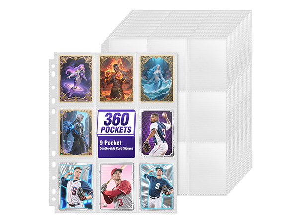 trading card binder 9 pocket, collector card sleeves binder sheets, photocard binder