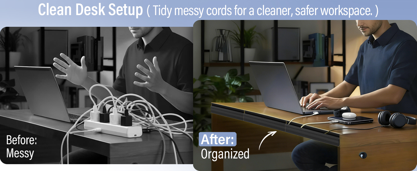 Cable Management Under Desk Kit 6 Units Cable Hider Cord Management Under Desk Cord Organizer Tray