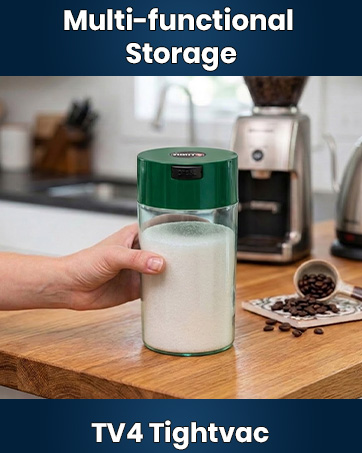 TV4 Tightvac 12 oz 1.3L airtight vacuum storage container with twist-lock lid