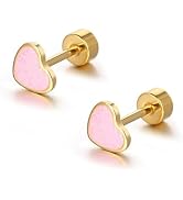 18g Titanium Heart Love Earrings for Women Girls Stainless Steel 14k Gold Plated Hypoallergenic C...