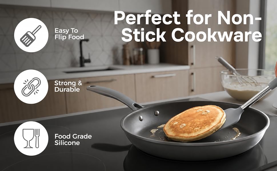 easy to flip great for non stick cookware food grade silicone bpa free
