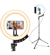 Aureday 12'' Ring Light with 62'' Tripod Stand and Magnetic Phone Holder, LED Ringlight with Self...