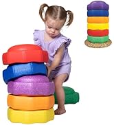 Nuby Stepping Stones StepPebbles with Balance Board - Montessori-Inspired Sensory Play - Stack, S...