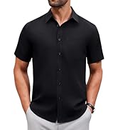 Alimens & Gentle Mens Short Sleeve Dress Shirt Wrinkle Free Solid Casual Button Down Shirts for S...