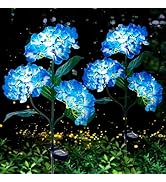 Aolyty Solar Garden Lights Outdoor, Solar Hydrangea Lights IP65 Waterproof LED Flowers Stake Ligh...