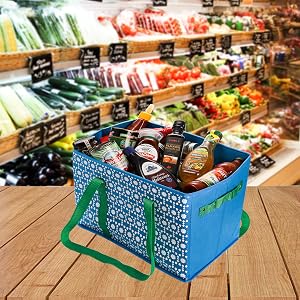 Reusable Grocery Bags Large Shopping Bags Tote Foldable Washable Storage Bins with handle