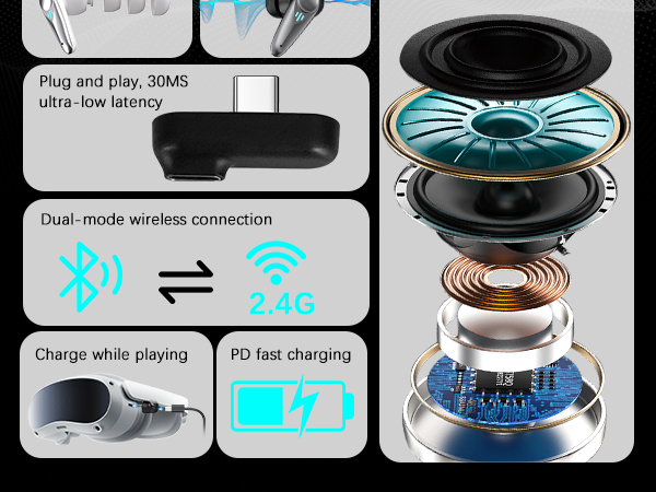 KASOTT 2.4GHZ Wireless Gaming Earbuds