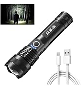 SZJIEIFR High Lumen Rechargeable LED Flashlight, 5 Modes Zoomable USB Fast Charging,Bright Long R...
