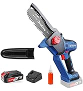 DongCheng 20V Brushless Mini Chainsaw, 6-Inch Cordless Electric Chain saw with Auto Oiler, Tool-F...