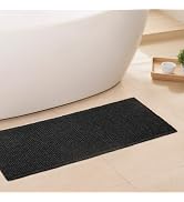 GRLYUH Black Bathroom Rug - Waffle Bath Mat Non Slip Washable, Super Absorbent & Quick Dry, Boho ...