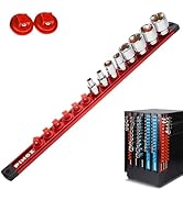PINOZE 3/8" Magnetic Socket Holder Organizer - Aluminum Alloy Socket Rail Tray for Tool Box Drawe...
