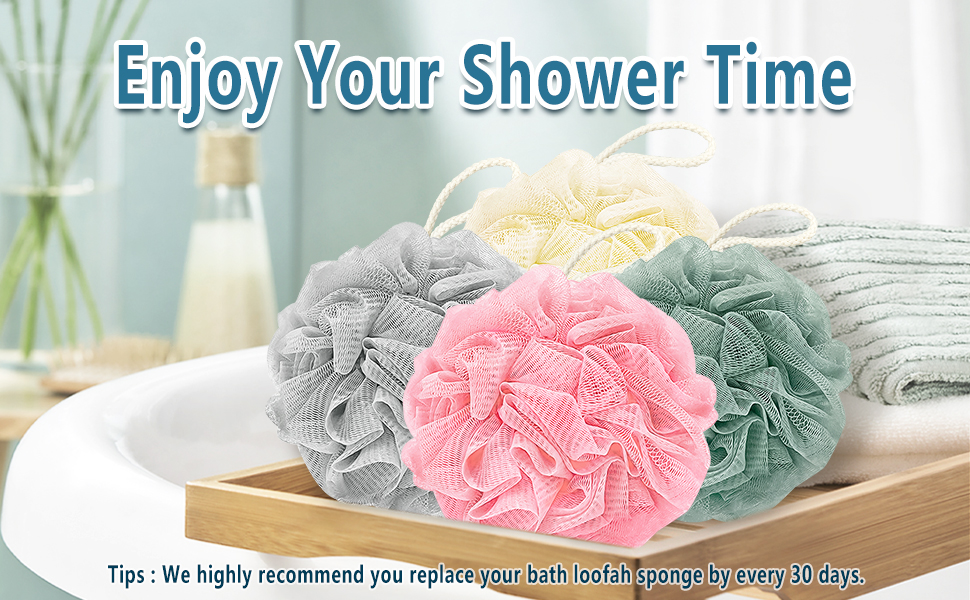 large bath sponges for Shower loofah exfoliating body srubber with handle shower loofa