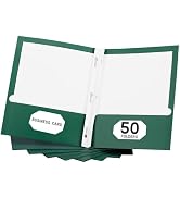 50 Packs 2 Pocket Folder with Prongs,Letter Size Paper Pocket Folder,Green Two Pocket Folders for...