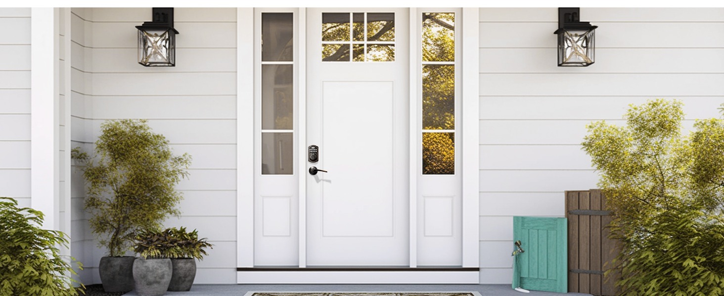 keyless entry door lock deadbolt with handle set for front door