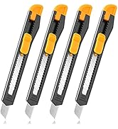TIFICAL 4 Pack Box Cutter, Utility Knife 9mm Wide Snap-Off Blade, Box Cutter Retractable for Cutt...