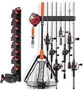 KastKing GravityLock V8 Multifunction Rod Rack, Fishing Pole Holders for Garage, Holds 8 Fishing ...