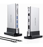 LENTION 10-in-1 USB C Docking Station with Dual Monitor (4K HDMI & 1080P VGA), 100W PD, 1000M Eth...