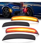 TEMSONE Charger Side Marker Lights Assembly Kit Compatible with 2015-2022 Dodge Charger LED Smoke...