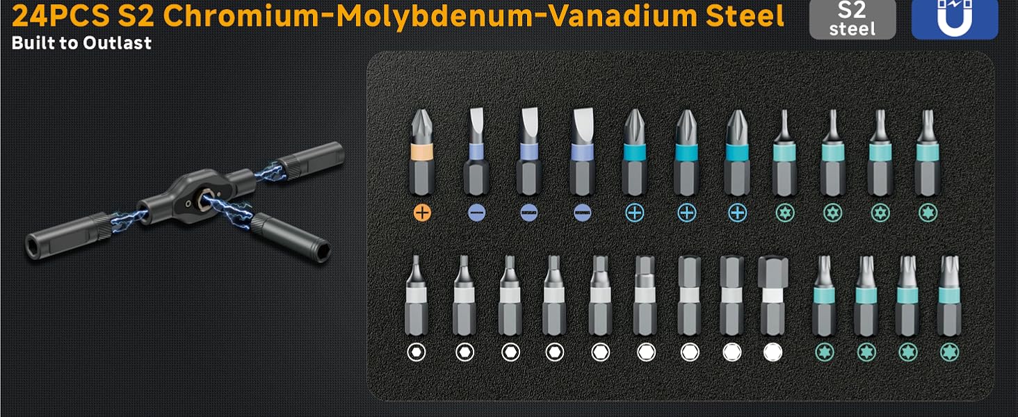 24-in-1 Mini Magnetic Ratchet Screwdriver Set