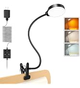Glocusent 5W Clip on Light, 36LED Eye Caring Reading Light for Bed, 3 Colors & 5 Brightness Clip ...