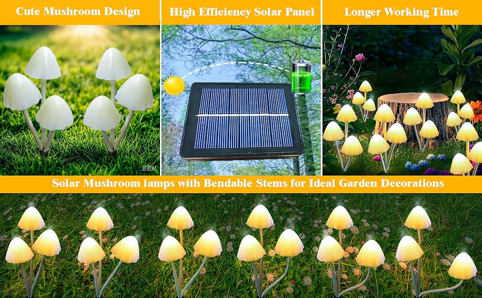 Cute mushroom solar lights