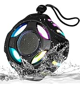 comiso Waterproof Speaker with Robust Bass, Shower Speaker with Dynamic Light, TWS Mode, Loud HD ...