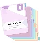 SKYDUE Binder Dividers with Pockets, 8 Tab Dividers for 3 Ring Binder, Letter Size Plastic Pocket...