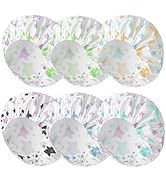 6 PCS Shower Caps for Women, Double Side Waterproof Shower Cap, Reusable Elastic Bath Caps for Sh...