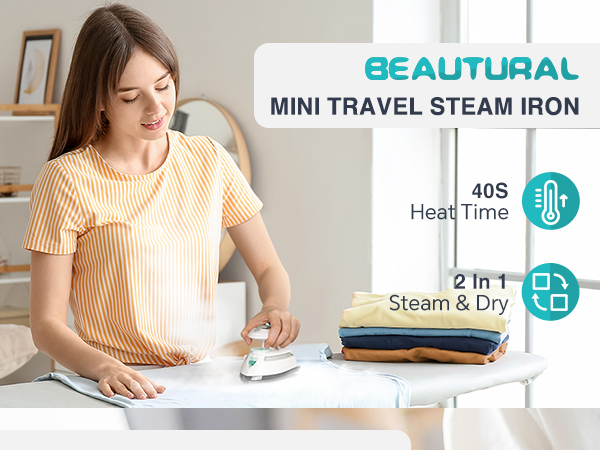 BEAUTURAL Mini Travel Steam Iron