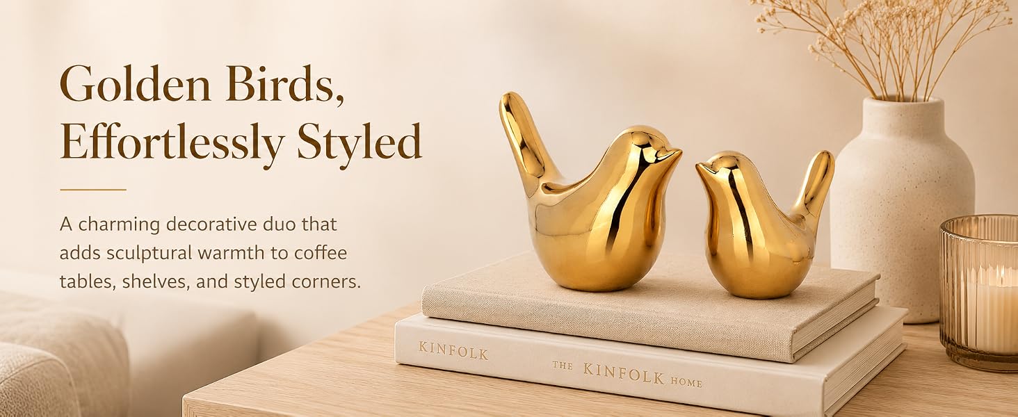Decorative Gold Bird Duo for Shelves