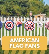 Mandala Crafts Patriotic Red White and Blue Decoration American Flag Paper Fan Set for 4th of Jul...