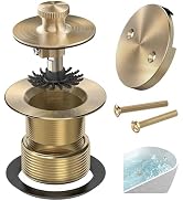 Sogmeter Champagne Brushed Gold Bronze Bathtub Drain, Hair Catcher and 2-Hole Overflow Faceplate,...
